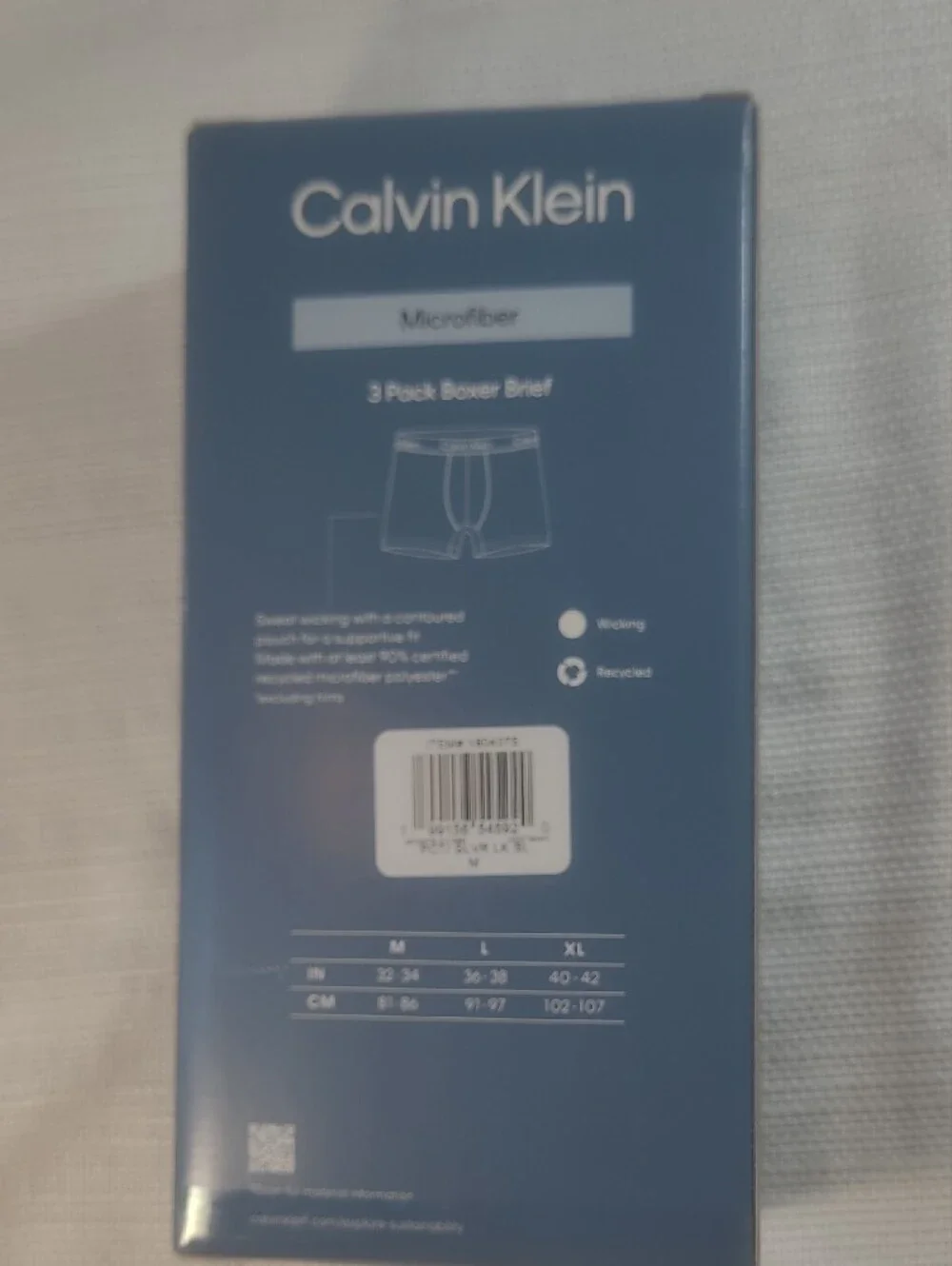 Calvin Klein Men's 3-Pack Microfiber Boxer Briefs Size Medium Black/Blue/Teal